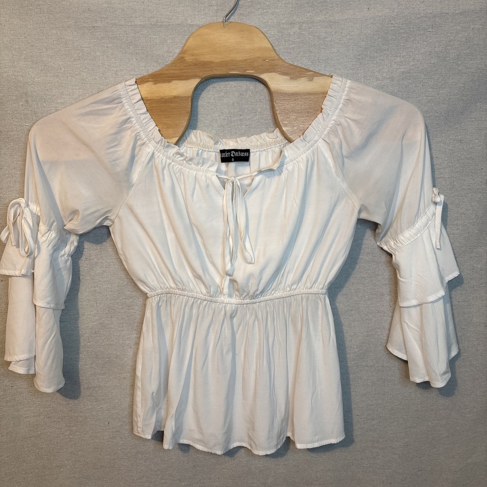 Scarlet Darkness Blouse Top Small Cream‎ Renaissance Victorian Peasant Coquette